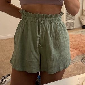 Size 4 Tall High Waisted Tie Green Shorts